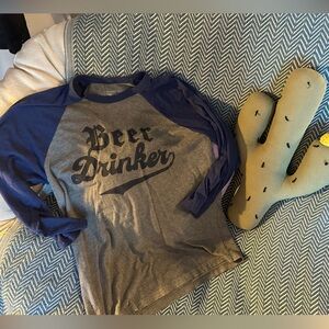 Texas Humor Beer Drinker Baseball Tee